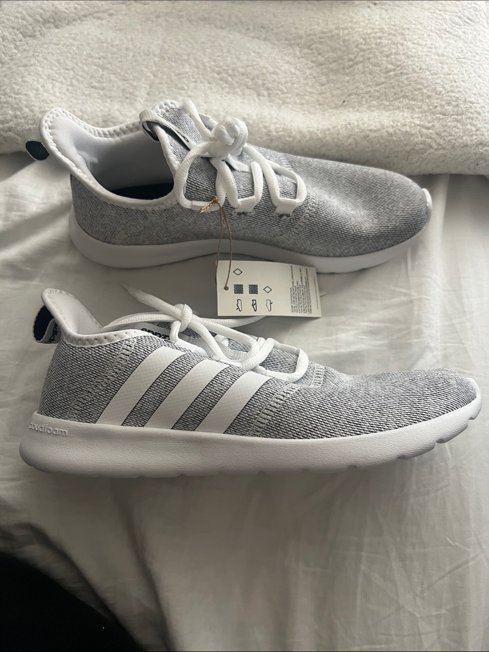 Adidas womens Cloudfoam Pure Running Shoes in Light Gray/White size 8.5
